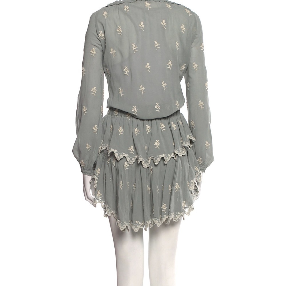 LoveShackFancy popover silk mini dress gray white small - Picture 4 of 9